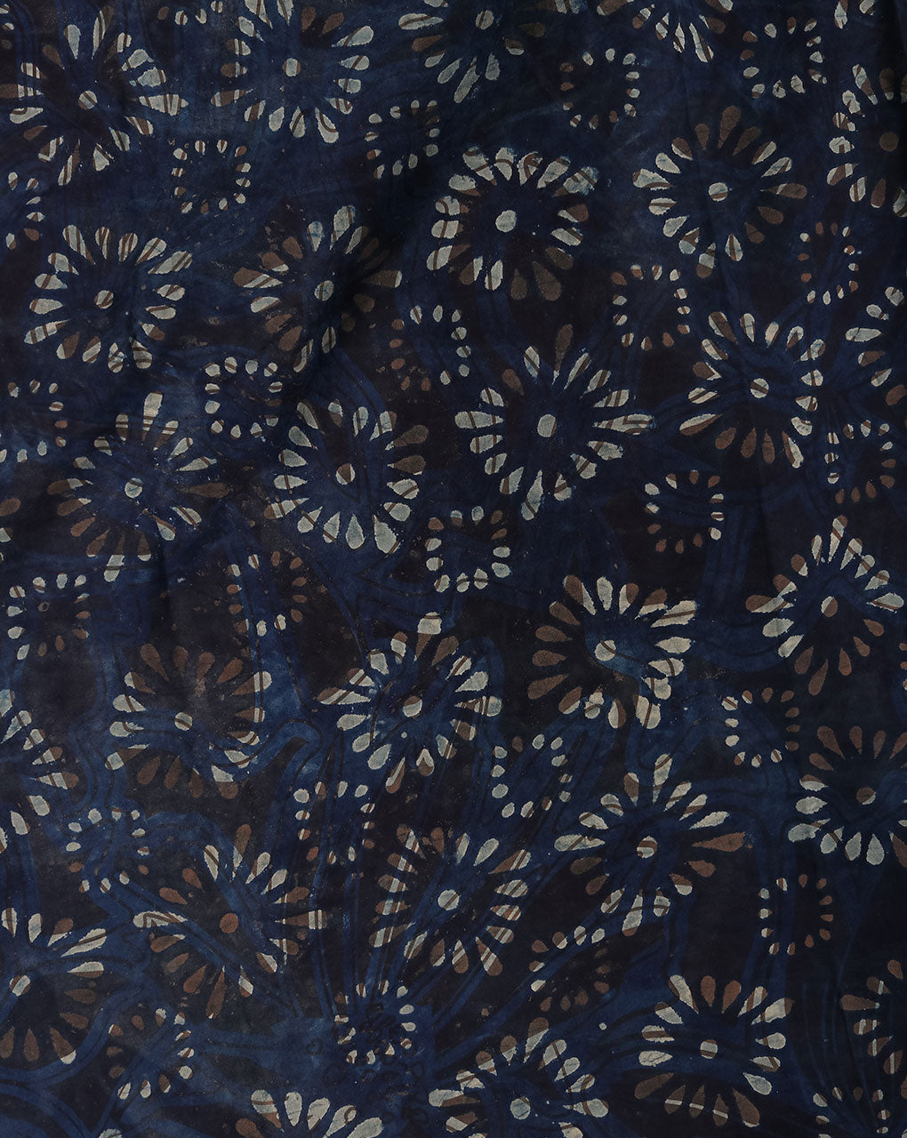 Indigo Hand Block Poplin Cotton Fabric ( Width 58 Inch )